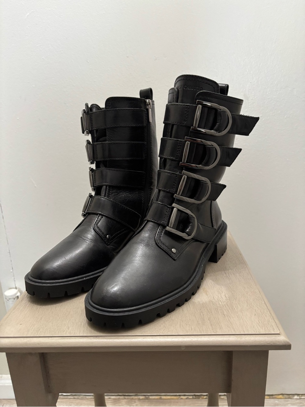 Vince Camuto Frishea Bootie - Black Buckle Combat Boots